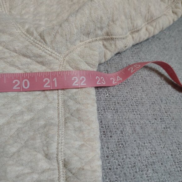 J Crew Fleece Pullover Womens Size Medium Oatmeal Diamond Quilted Authentic Zip - Picture 10 of 11